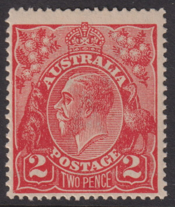 AUSTRALIA - 1922 KGV Single Wmk 2d 'SCARLET' SG 62 MLH Cv £19 [E4228]