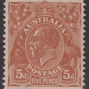 AUSTRALIA - 1932 KGV CofA Wmk 5d 'BROWN' SG130 MLH Cv £23 [E4235]