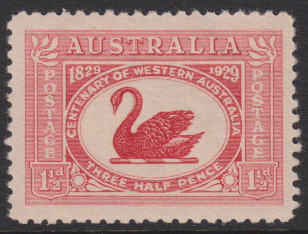 AUSTRALIA   - 1929 1½d RED Swan Retouch  SG 116a MH Cv £60 [E4261]