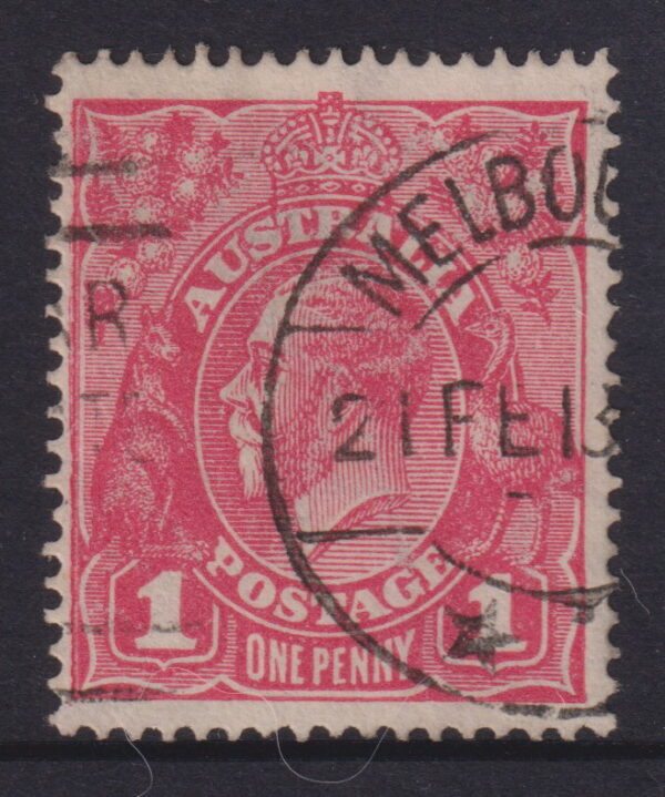 AUSTRALIA KGV - 1918 LM Wmk 1d CARMINE-PINK  SG 49 FU Cv £140 [E4295]