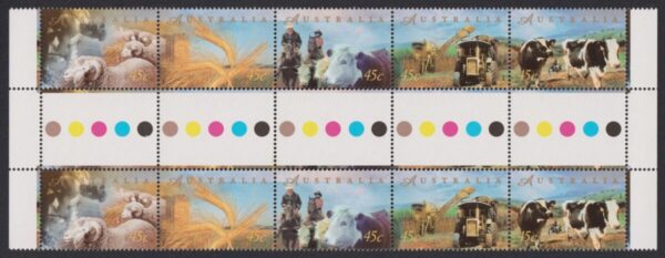 AUSTRALIA - 1998 'FARMING AUSTRALIA' Gutter strip MNH [E4686]