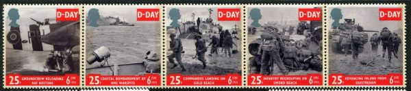 GREAT BRITAIN - 1994  '50th ANNIVERSARY of D DAY' Strip of 5 MNH [E4140]