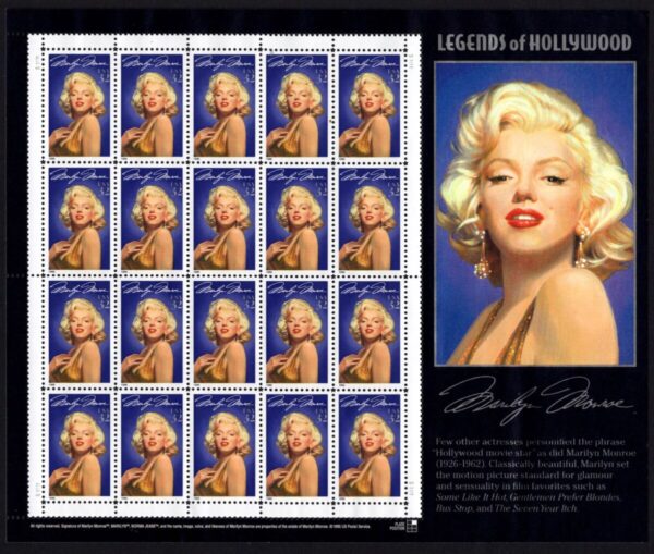 USA - 1995 'LEGENDS OF HOLLYWOOD - MARILYN MONROE' Self Adhesive Sheet MINT [E4585]