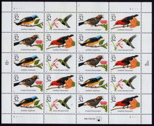 USA - 1998 'TROPICAL BIRDS' Sheetlet MNH [E4456]