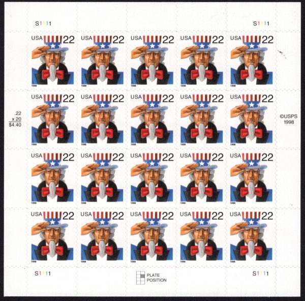 USA - 2001 'UNCLE SAM' Self Adhesive Sheet MINT [E4466]