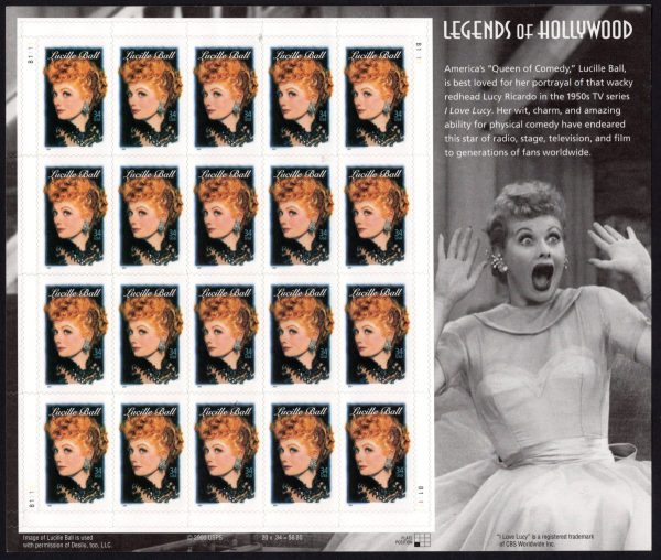 USA - 2001 'LEGENDS OF HOLLYWOOD - LUCILLE BALL' Self Adhesive Sheet MINT [E4513]