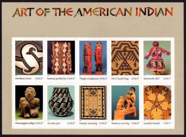 USA - 2004 'NATIVE AMERICAN ART' Self Adhesive Sheet MINT [E4594]