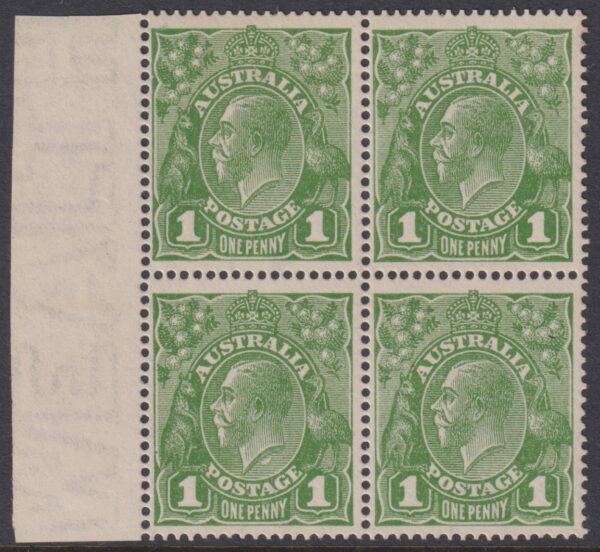 AUSTRALIA  - 1924 KGV Single Wmk 1d GREEN 'Neck Flaw' SG 76c MNH Cv £80 [E4729]