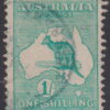 AUSTRALIA - 1913 ROO First Wmk 1/- 'GREEN' SG11 MLH Cv £27 [E4734]