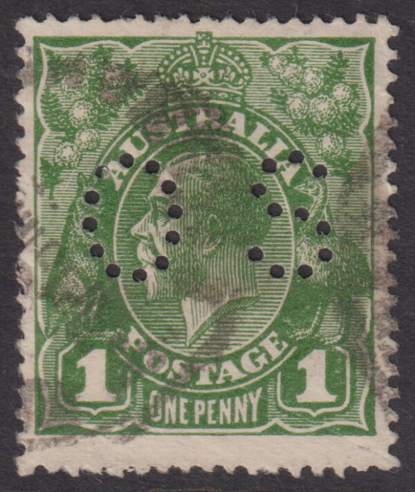 AUSTRALIA KGV  - 1924 No Wmk 1d GREEN Die 2 OS  SG Ø86 GU Cv £85 [E5059]