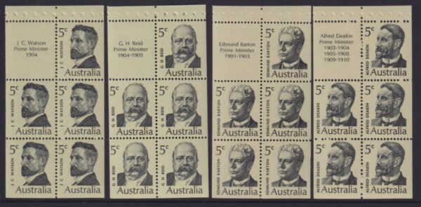 AUSTRALIA - 1969 PRIME MINISTERS Booklet Panes  SG 446/49 MNH Cv £5 [E5166]