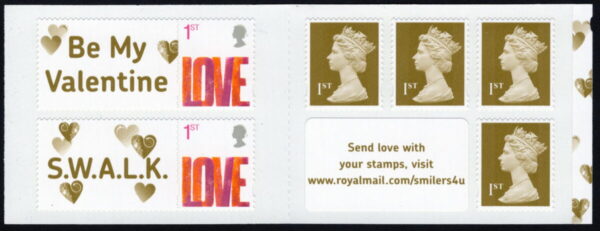 GREAT BRITAIN - 2005 'SMILERS - BE MY VALENTINE' Self Adhesive Booklet MINT [E5301]