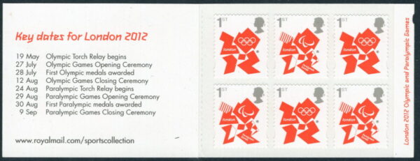 GREAT BRITAIN - 2012 'LONDON OLYMPIC DATES' Self Adhesive Booklet MINT [E5349]