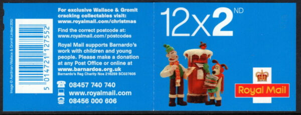 GREAT BRITAIN - 2010 'CHRISTMAS WITH WALLACE AND GROMIT' Self Adhesive Booklet MINT [E5341]