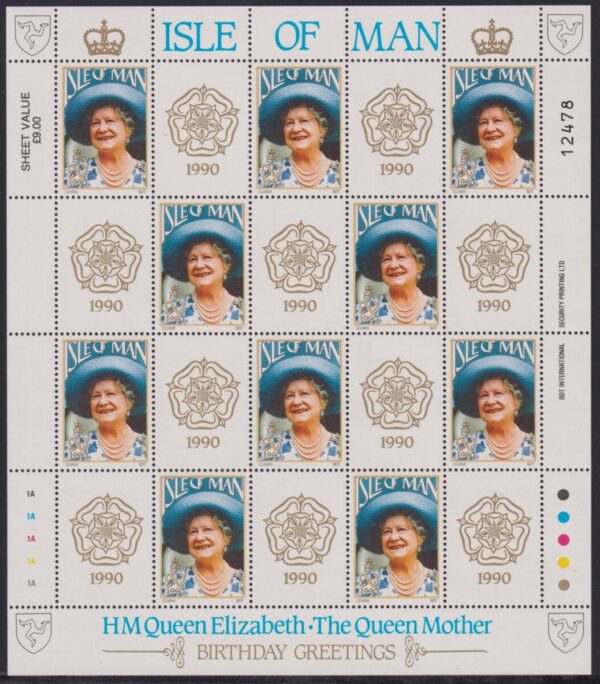 ISLE OF MAN - 1990 '90th BIRTHDAY QUEEN MOTHER' Sheetlet MNH [E5484]
