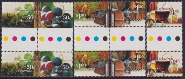 AUSTRALIA - 2005 'AUSTRALIAN WINE' Set of 5 Gutter pairs MNH [E5412]