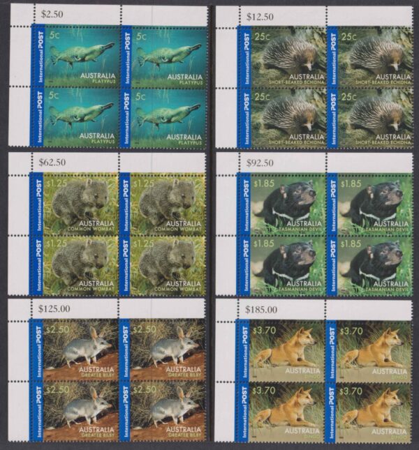 AUSTRALIA - 2006 'NATIVE WILDLIFE' International Set of 6 in Corner Blocks MNH [E5380]