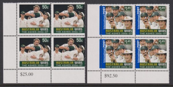 AUSTRALIA - 2007 'AUSTRALIA WINS THE ASHES' Pair in corner blocks MNH [E5478]