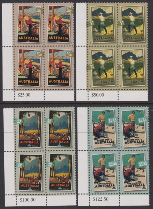 AUSTRALIA - 2007 'NOSTALGIC TOURISM' Set of 4 Corner Blocks MNH  [E5441]