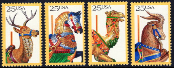 USA - 1988 'FOLK ART - CAROUSEL ANIMALS' Set of 4 MNH [E5654]