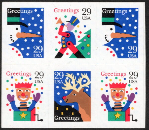 USA - 1993 'CHRISTMAS' Self Adhesive Block of 6 MINT [E5631]