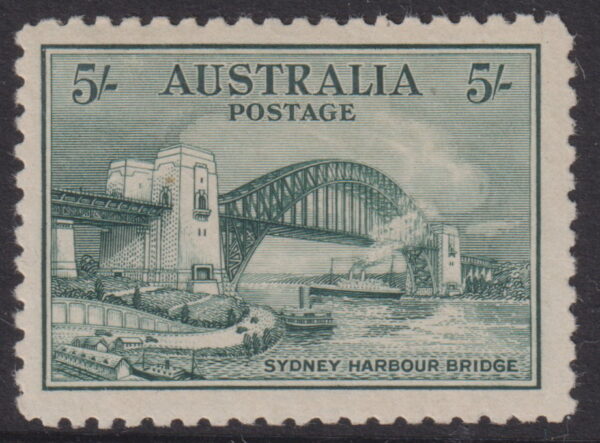 AUSTRALIA   - 1932 5/- GREEN Sydney Harbour Bridge  SG 143 MVLH Cv £425 [E6090]