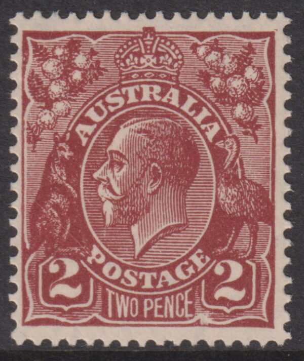 AUSTRALIA  KGV  - 1928 SM Wmk 2d RED-BROWN  SG 98 MNH Cv $30 [E6130]