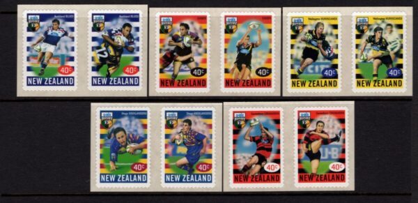 NEW ZEALAND - 1999 'U-BIX RUGBY SUPER CHAMPIONSHIP' Set of 10 Self Adhesive MINT [E6346]