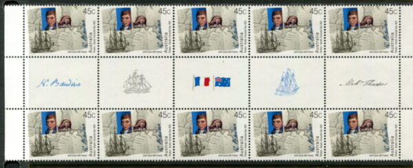 AUSTRALIA - 2002 45c 'JOINT ISSUE FRANCE' Gutter strip MNH [E6238]