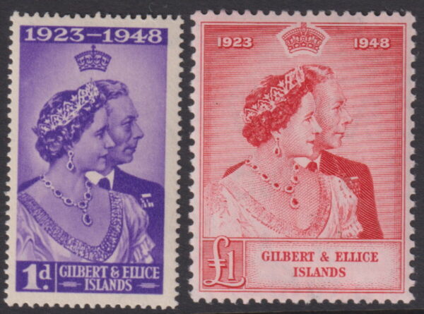 Gilbert & Ellice - 1948 Silver Wedding Set SG 57/8 MNH Cv £ 16 [E6394]