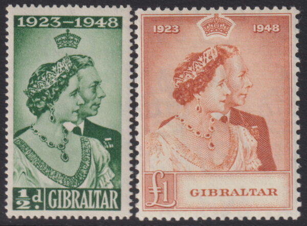 Gibraltar - 1948 Silver Wedding Set SG 134/5 MLH Cv £ 60 [E6445]