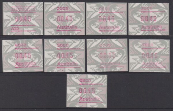 AUSTRALIA FRAMAS - 1992 45c EMU Postcode set x 7  BW 1576 MNH Cv $8 [E6493]