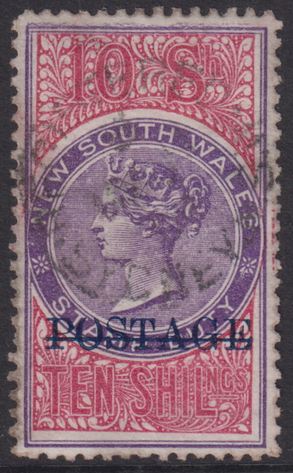 NEW SOUTH WALES  1894 10/- VIOLET + CRIMSON 'Postage'  SG 276b GU Cv £85 [E6717]