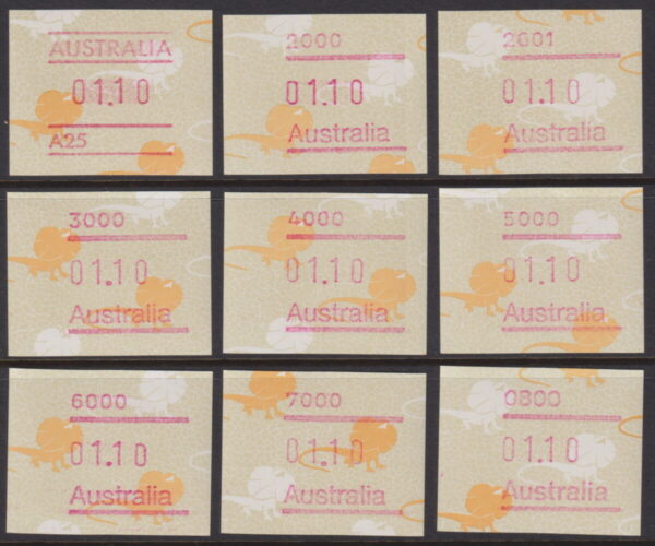 AUSTRALIA FRAMAS - 1989 41c/550c/$1.10 Lizard x27 BW 1434A/I MNH Cv $54 [E6730]