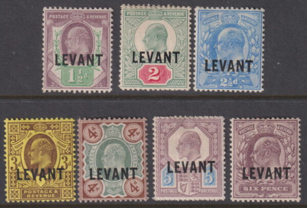 LEVANT O/Print - 1905 KEVII Set to 6d SLATE-PURPLE  SG L3/L9 MH Cv £60 [E6892]