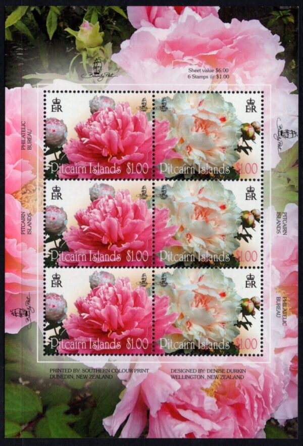 PITCAIRN ISLAND - 2011 'PEONY FLOWERS' Miniature Sheet MNH [E6515]