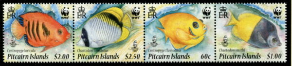 PITCAIRN ISLANDS - 2010 WWF 'CORAL REEF FISHES' Strip of 4 MNH [E6532]