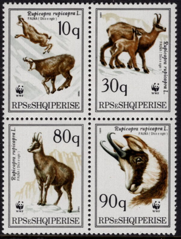 ALBANIA - 1990 WWF 'CHAMOIS' Block of 4 MNH [E7733]