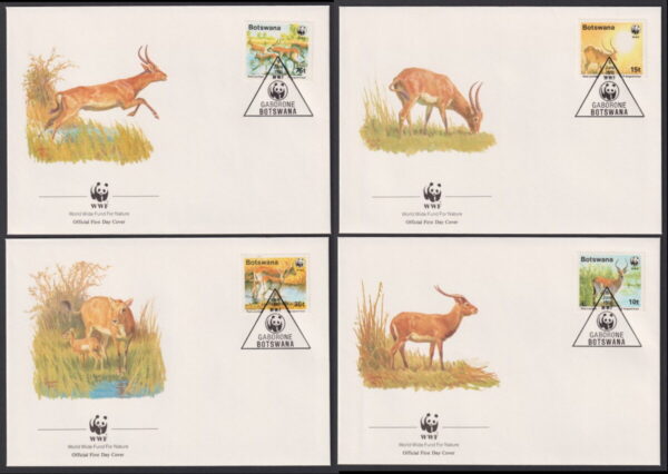 BOTSWANA - 1988 WWF 'RED LECHWE' Set of 4 First Day Covers [E7146]