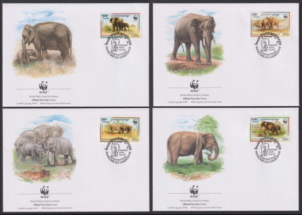 CAMBODIA - 1997 WWF 'MALAYAN ELEPHANT' Set of 4 First Day Covers [E7144]