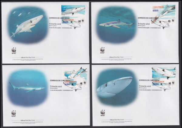 CAPE VERDE - 2016 WWF 'BLUE SHARK' Set of 4 First Day Covers [E7461]