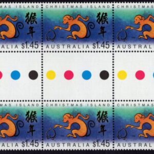 CHRISTMAS ISLAND - 2004 'YEAR OF THE MONKEY' Gutter Strip MNH [E6964]
