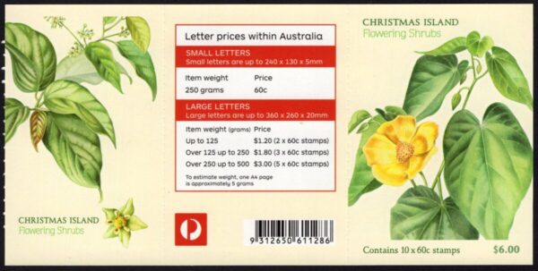 CHRISTMAS ISLAND - 2013 'FLOWERING SHRUBS' Self Adhesive Booklet MINT [E7741]