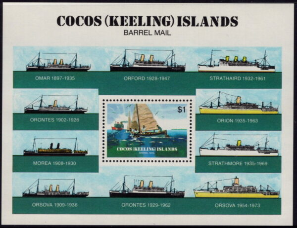 COCOS (KEELING) ISLANDS - 1984 'BARREL MAIL' Miniature Sheet MNH [E7428]