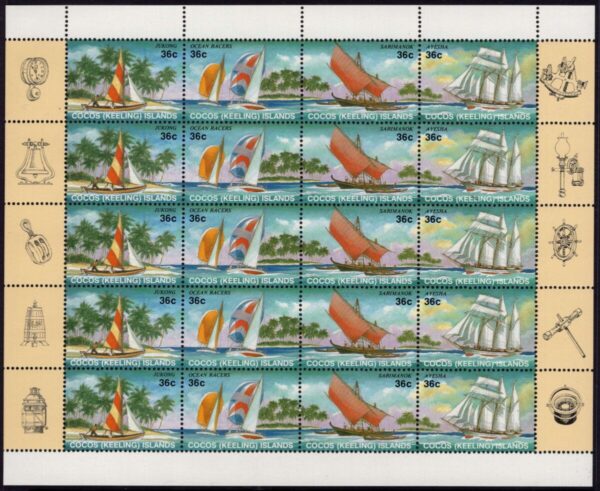 COCOS (KEELING) ISLANDS - 1987 'sailing craft' Sheetlet MNH [E7435]