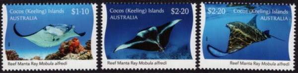 COCOS (KEELING) ISLANDS - 2021 'REEF MANTA RAY' Set of 3 MNH [E7405]