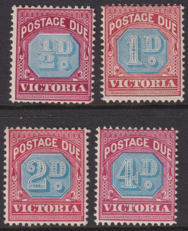 VICTORIA Post. Dues 1893 to 4d BLUE & Deep CLARET SG D1a/4a MH Cv £100 [E7127]