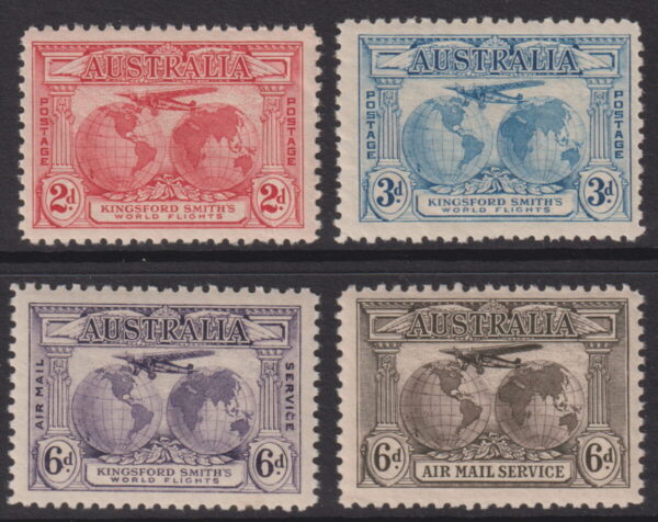 AUSTRALIA 1931 Set to 6d Kings. Smith Air Mail SG 121/23 +139 MNH Cv £40 [E7134]