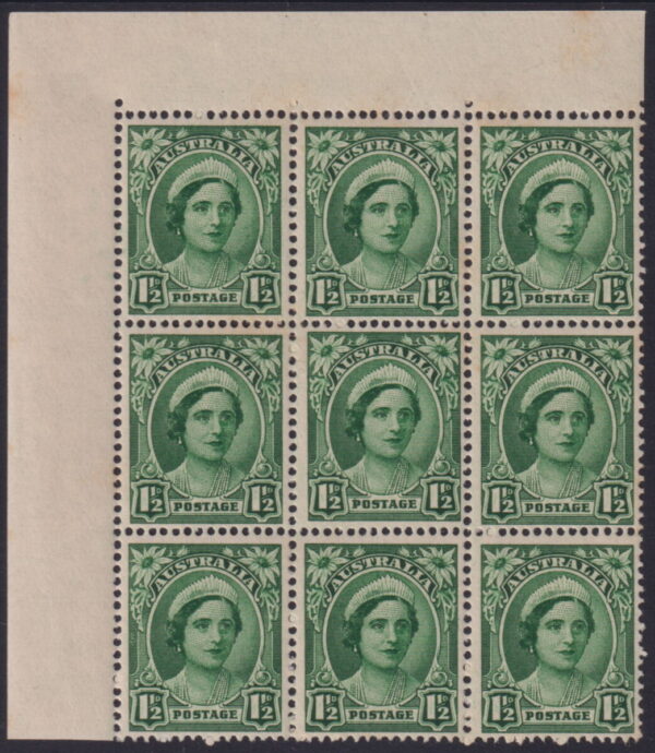 AUSTRALIA - 1949 1½d GREEN Variety Misplaced Unit  SG 229 MNH Cv $45 [E7475]