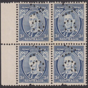 AUSTRALIA KGVI 1937 3d BLUE Die 1a VG Official x4 SG 168b MH Cv £720 [E7486]